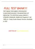 TEST BANK FOR RUBIN'S PATHOLOGY- CLINICOPATHOLOGIC FOUNDATIONS OF MEDICINE 7TH EDITION Author&colon;DAVID S&period; STRAYER&comma; EMANUEL RUBIN All Chapters&lbrack;1-34&rsqb; 100&percnt; A&plus; Study Guide Newest Version Available in PDF