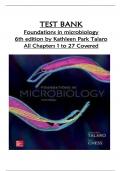 TEST BANK for Foundations in microbiology  6th edition by Kathleen Park Talaro  All Chapters 1 to 27 Covered