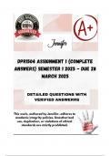 DPR1504 Assignment 1 &lpar;COMPLETE ANSWERS&rpar; Semester 1 2025 - DUE 28 March 2025&semi; 100&percnt; correct solutions and explanations&period;
