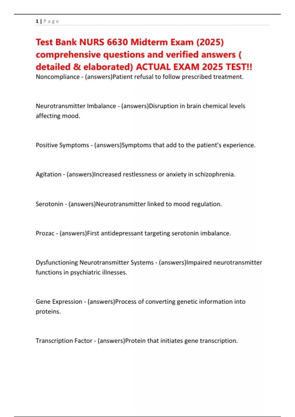Test Bank NURS 6630 Midterm Exam (2025) comprehensive questions and ...