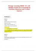 Portage Learning BIOD 121 &lpar;All Modules Exams Set 1&rpar; Essentials in Nutrition  Questions and Verified Answers