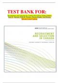 TEST BANK FOR: Recruitment And Selection In Canada, 8th Edition Victor Catano, Rick D.  Hackett, Willi H. Wiesner, Nicolas Roulin, And Monica Belcourt Latest Update.