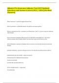 Adjuster Pro Insurance Adjuster Test 2025 Updated Questions and Answers Latest &lpar;2025 &sol; 2026&rpar; &lpar;Verified Answers&rpar;