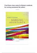 Final Exam class study for Mosby-s textbook for nursing assistants 9th edition