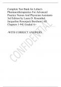 Complete Test Bank for Lehne's Pharmacotherapeutics For Advanced Practice Nurses And Physician Assistants