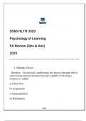 D566 HLTH 3520 &lpar;Psychology & Learning&rpar; FA Review 2025 &lpar;Qns & Ans