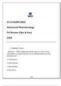 D116 &lpar;NURS 6800&rpar; Advanced Pharmacology FA Review 2025 &lpar;Qns & Ans&rpar;&period;