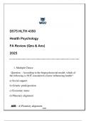 D575 &lpar;HLTH 4350&rpar; Health Psychology FA Review 2025 &lpar;Qns & Ans&rpar;&period;