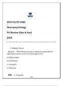 D574 &lpar;HLTH 4360&rpar; Neuropsychology FA Review 2025 &lpar;Qns & Ans&rpar;