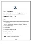 D579 &lpar;HLTH 4400&rpar; Mental Health Awareness & Education FA Review 2025 &lpar;Qns & Ans&rpar;