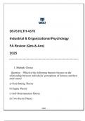 D576 &lpar;HLTH 4370&rpar; Industrial & Organizational Psychology FA Review 2025 &lpar;Qns & Ans