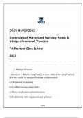 D025 &lpar;NURS 5202&rpar; Advanced Nursing Roles FA Review 2025 &lpar;Qns & Ans&rpar;
