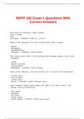 RDTP 102 Exam 1 Questions With Correct Answers