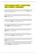 COTA EXAM &num;4 PART 1 QUESTIONS  AND CORRECT ANSWERS