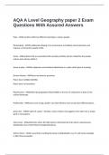 AQA A Level Geography paper 2 Exam Questions With Assured Answers