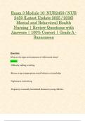 Exam 3 Module 7 - 10&colon; NUR 2459 &sol; NUR2459 &lpar;Latest 2025 &sol; 2026 Updates STUDY BUNDLE WITH COMPLETE SOLUTIONS&rpar; Mental and Behavioral Health Nursing &vert; Questions and Answers &vert; 100&percnt; Correct &vert; Grade A - Rasmussen