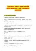 LANGUAGE AND LITERACY EXAM QUESTIONS WITH 100&percnt; CORRECT ANSWERS