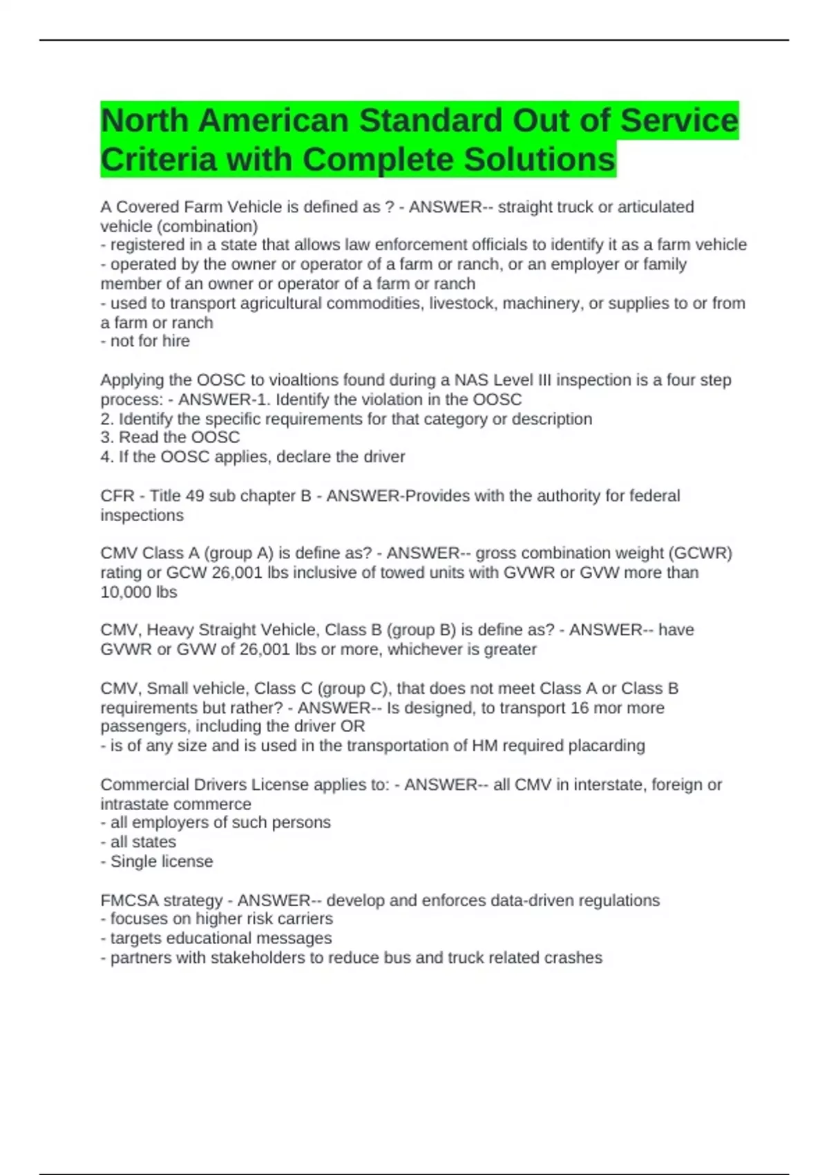 NORTH AMERICAN STANDARD OUT OF SERVICE CRITERIA HANDBOOK AND PICTORIAL visual data 8