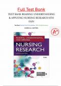 Test Bank - for Reading&comma; Understanding&comma; and Applying Nursing Research 6th Edition By James A&period; Fain&comma; &vert;&vert;All Chapters  included 1-15 &vert;&vert; Latest updated version 2025