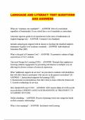 LANGUAGE AND LITERACY TEST QUESTIONS AND ANSWERS