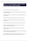 AQA A Level Geography paper 2 Exam Questions With 100&percnt; Answers