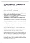 Geography Paper 2 - Exam Questions With Assured Answers