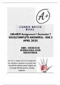 LML4801 Assignment 1 Semester 1  2025&lpar;COMPLETE ANSWERS&rpar;  - DUE 3 APRIL 2025&semi; 100&percnt; TRUSTED Complete&comma; trusted solutions and explanations