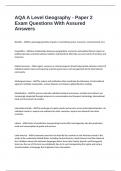AQA A Level Geography - Paper 2 Exam Questions With Assured Answers