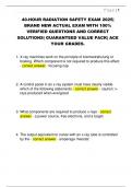 40-HOUR RADIATION SAFETY EXAM 2025&vert;  BRAND NEW ACTUAL EXAM WITH 100&percnt;  VERIFIED QUESTIONS AND CORRECT  SOLUTIONS&vert; GUARANTEED VALUE PACK&vert; ACE  YOUR GRADES&period;