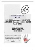 DPR1504 Assignment 1 &lpar;COMPLETE ANSWERS&rpar; Semester 1 2025 - DUE 28 March 2025&semi;  100&percnt; TRUSTED Complete&comma; trusted solutions and explanations
