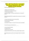 BIOL 1407 Final Review&colon; Cumulative Test Review Questions with 100&percnt; Verified Correct Answers