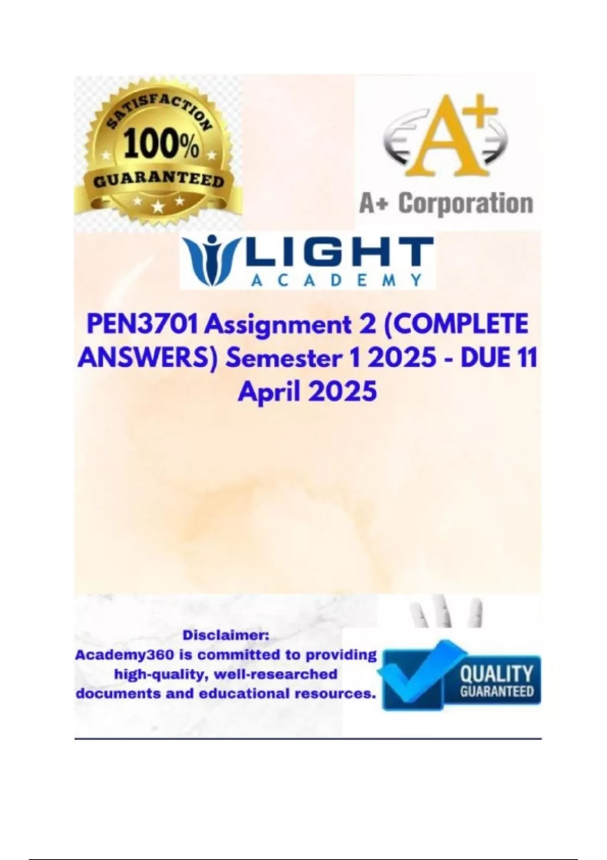 PEN3701 Assignment 2 (COMPLETE ANSWERS) Semester 1 2025 - DUE 11 April ...