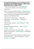 Occupational Hearing Conservationist Exam Questions and Verified Answers&comma; 100- Score Guarante