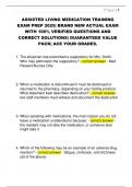 ASSISTED LIVING MEDICATION TRAINING  EXAM PREP 2025&vert; BRAND NEW ACTUAL EXAM  WITH 100&percnt; VERIFIED QUESTIONS AND  CORRECT SOLUTIONS&vert; GUARANTEED VALUE  PACK&vert; ACE YOUR GRADES&period;