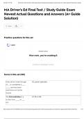 MA Driver's Ed Final Test &sol; Study Guide Exam Newest Actual Questions and Answers &lpar;A&plus; Guide Solution&rpar;