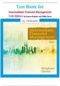 Test Bank for Intermediate Financial Management 14th Edition by Eugene Brigham and Phillip Daves isbn-9780357516669 Complete Latest Guide Graded A&plus;
