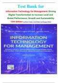 Test Bank for  Information Technology for Management&colon; Driving Digital Transformation to Increase Local and Global Performance&comma; Growth and Sustainability 12th Edition by Efraim Turban&comma; Carol Pollard and Gregory Wood isbn-9781119702900 Complete Latest Verif
