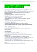 NUR 431L FINAL EXAM QUESTIONS WITH CORRECT ANSWERS