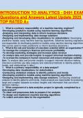 INTRODUCTION TO ANALYTICS - D491 EXAM Questions and Answers Latest Update 2025 TOP