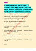 FAA&lpar;FLORIDA ALTERNATE ASSESSMENT&rpar; ASSESSMENT Oral Exam Practice Questions with 100&percnt; correct answers&period;
