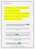 ONS ONCC CHEMOTHERAPY IMMUNOTHERAPY CERTIFICATE EXAM Questions and Answers Latest
