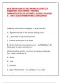 ALAT Mock Exam 2025 EXAM WITH COMPLETE  QUESTIONS AND CORRECT VERIFIED  ANSWERS&lpar;DETAILED ANSWERS&rpar; ALREADY GRADED  A&plus; 100&percnt; GUARANTEED TO PASS CONCEPTS&excl;&excl;&excl;  Cleaning tools should be stored in what manner&quest;  A&period;&rpar; Against the wall in the animal holding room