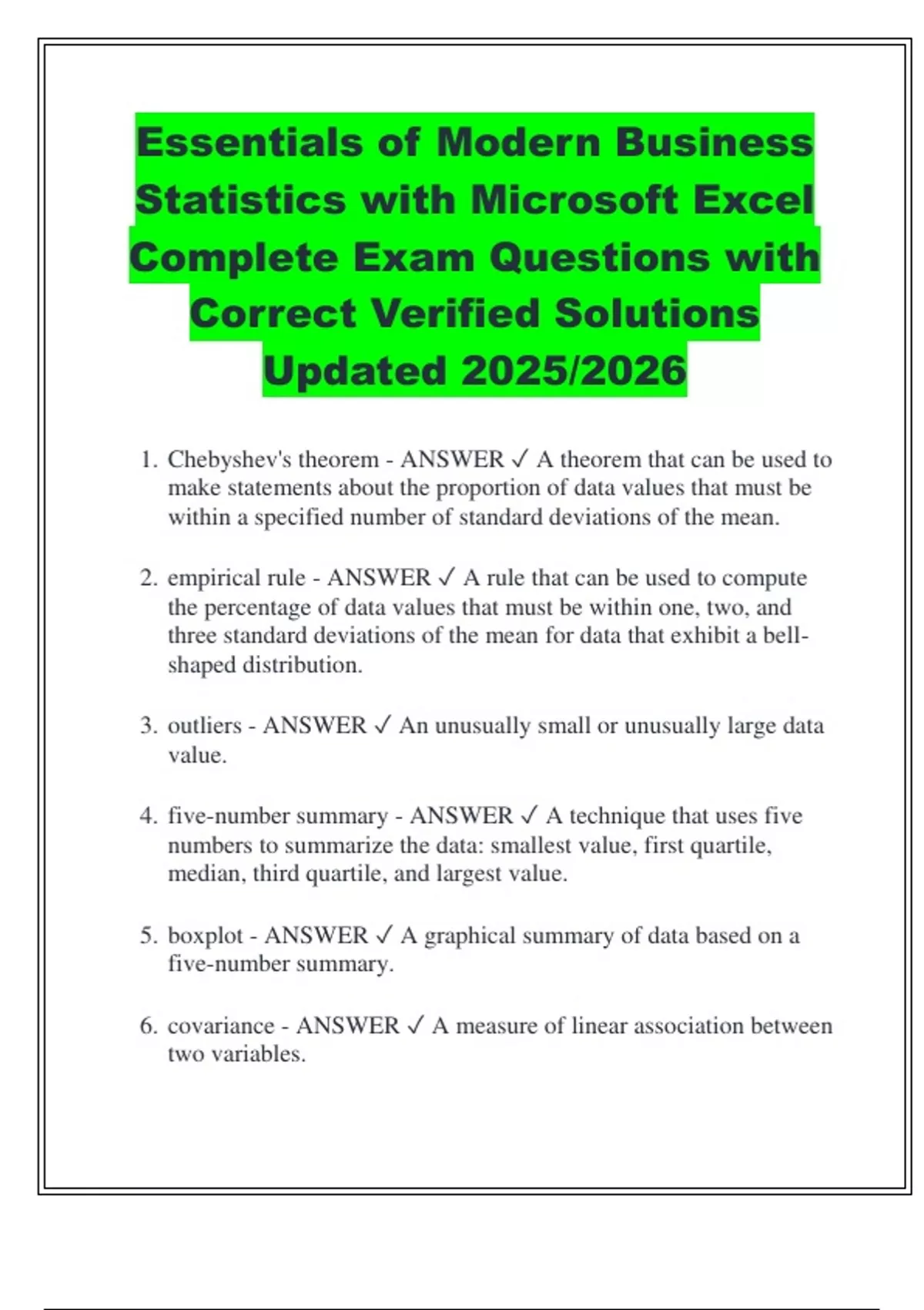Essentials of Modern Business Statistics with Microsoft Excel Complete