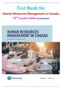 Test Bank for Human Resources Management in Canada&comma; 15th Canadian Edition by Gary Dessler All Chapters 1-17  Covered Latest Guide Graded A&plus;