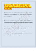 DEFENSIVE DRIVING POST TEST Questions and Answers Latest Versions Graded A&plus;