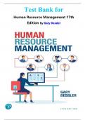Test Bank for Human Resource Management 17th Edition by Gary Dessler  isbn-9780137927395 Complete Verified Edition Graded A&plus;