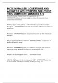 BICSI INSTALLER 1 QUESTIONS AND ANSWERS WITH VERIFIED SOLUTIONS 100&percnt; CORRECT&excl;&excl;&excl; &lbrace;GRADED A&plus;&rcub;