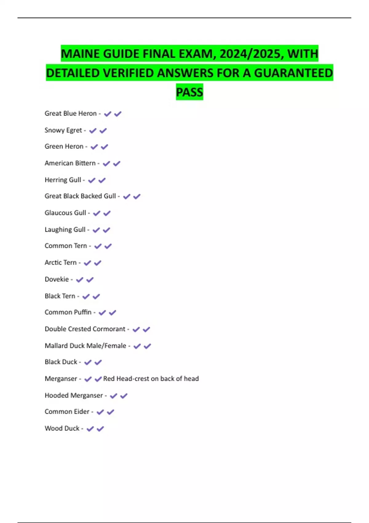 MAINE Guaranteed Success Pack 2025 | Verified & Graded A+ Quizzes ...