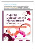 TEST BANK COMPLETE&lowbar; NURSING DELEGATION AND MANAGEMENT OF PATIENT CARE 3RD EDITION&comma; &lpar;2022&rpar; BY KATHLEEN MOTACKI&comma; KATHLEEN BURKE&semi; ALL CHAPTERS 1-20&vert; LATEST VERSION WITH NGN-NCLEX&reg; REVIEW QUESTIONS&vert; ALL QUESTIONS WITH DETAILED ANSWERS&vert; GRADE A&plus;