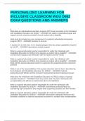 PERSONALIZED LEARNING FOR INCLUSIVE CLASSROOM WGU D662 EXAM QUESTIONS AND ANSWERS